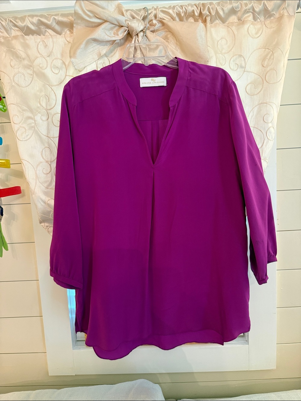 Amanda Uprichard Magenta Split V-Neck Tunic